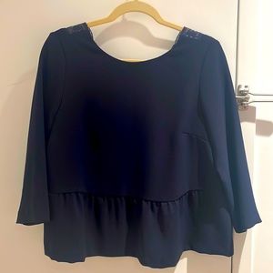Sezane Size 38 (fits like a medium) Navy Blouse — NEVER WORN (no tags)